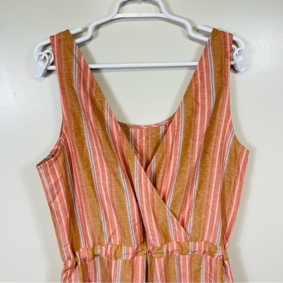 Anthropologie DREW Brown Striped Sleeveless Linen Blend Jogger Jumpsuit - LARGE - Picture 11 of 15